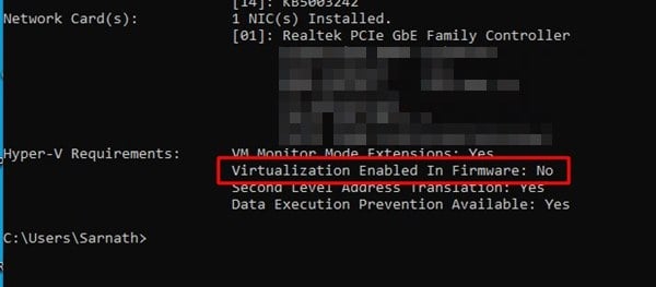 Cómo verificar si la virtualización está habilitada o no en Windows 10