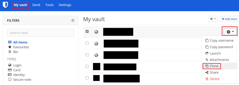 Bitwarden Comment cloner une entrée FR Atsit