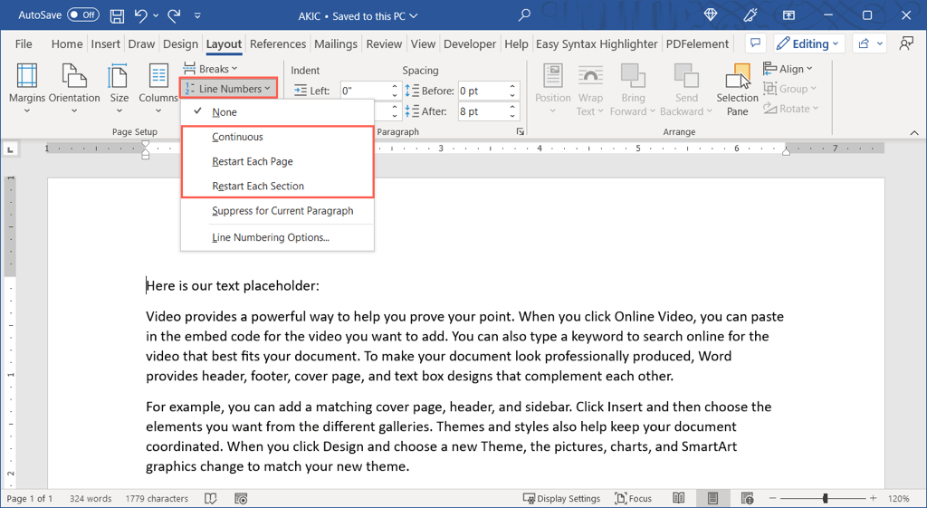 Comment ajouter des numéros de ligne dans Microsoft Word FR Atsit