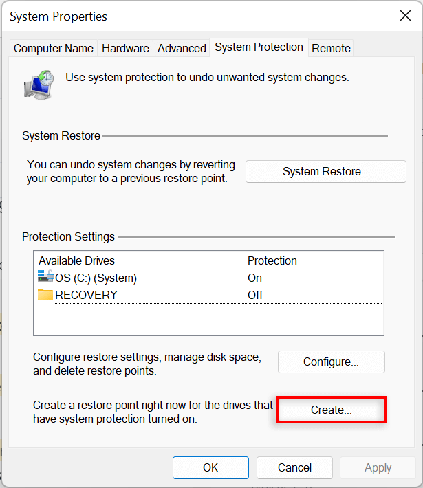 Como habilitar e usar a restauração do sistema no Windows 11 BR Atsit