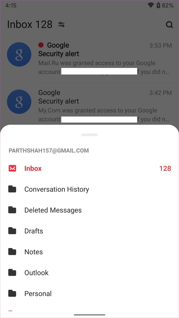 My Mail-Menü