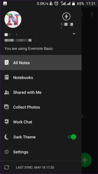 Evernote Note Taking App Menu