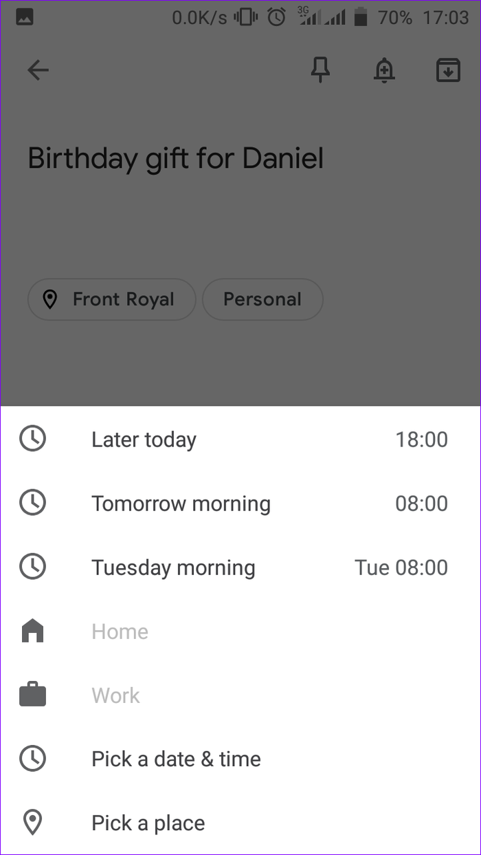Google Keep App Reminders