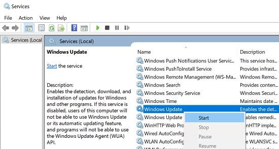 Windows-Update-Service neu starten