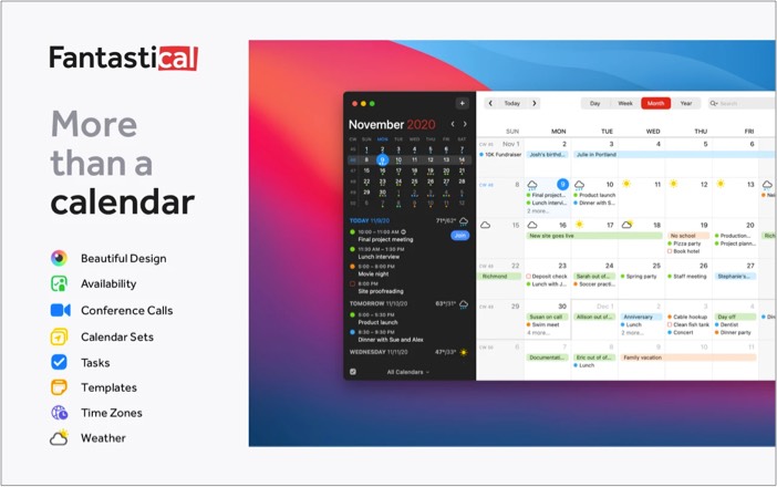 Fantastical Mac app for caledar