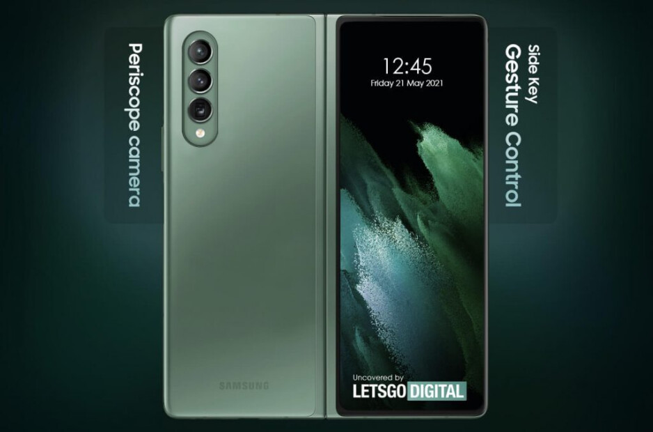 Dieser Render des Galaxy Z Fold 3 basiert auf Sammys neuem Patent-Patent schlägt keine physischen Tasten für das Samsung Galaxy Z Fold 3 vor