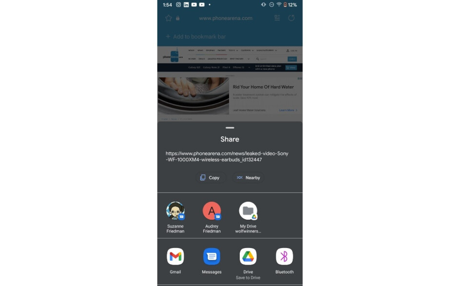 Beispiel eines Sharesheets auf Android 11-Google bringt Sharedr in Verlegenheit, blockiert Sharesheet-Apps von Drittanbietern ab Android 12