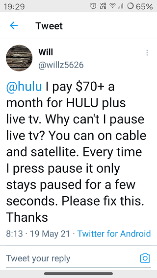 Problem mit Hulu-Live-TV-nicht-Pause