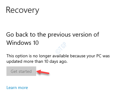 Recovery Go Back To The Previous Version Of Windows 10 Get Started