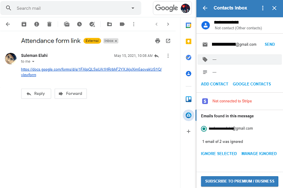 Kontakte Posteingang in Aktion