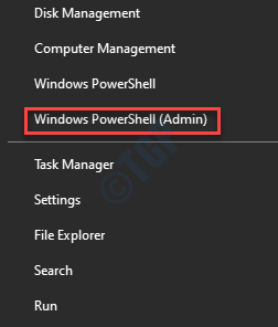 Startmenü Rechtsklick auf Windows Powershell (admin)