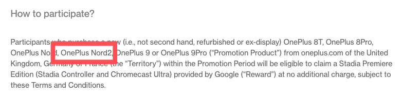OnePlus kündigt kostenlose Google Stadia-Bundles an; erwähnt versehentlich Nord 2