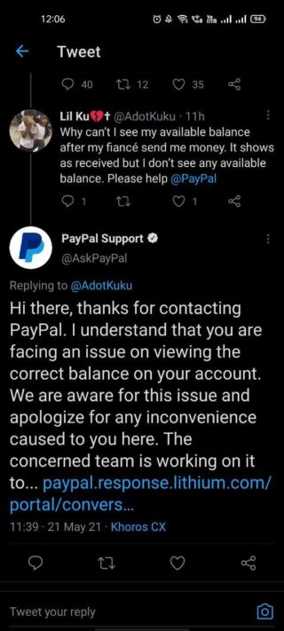 paypal-balance-nicht-reflektierende-unterstützungsantwort