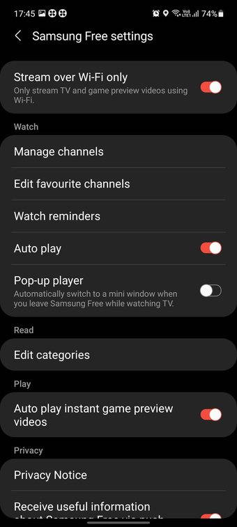 Samsung Free Edit Categories
