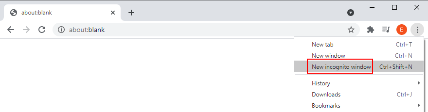 Google Chrome zeigt, wie ein neues Inkognito-Fenster geöffnet wird
