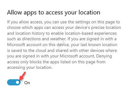 Apps erlauben, auf Ihren Standort zuzugreifen Einschalten