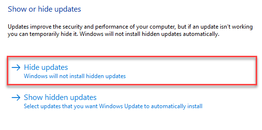 Updates ausblenden Min