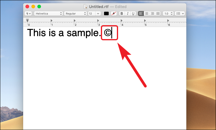 Geben Sie das Copyright-Symbol über die integrierte Verknüpfung für Mac ein.