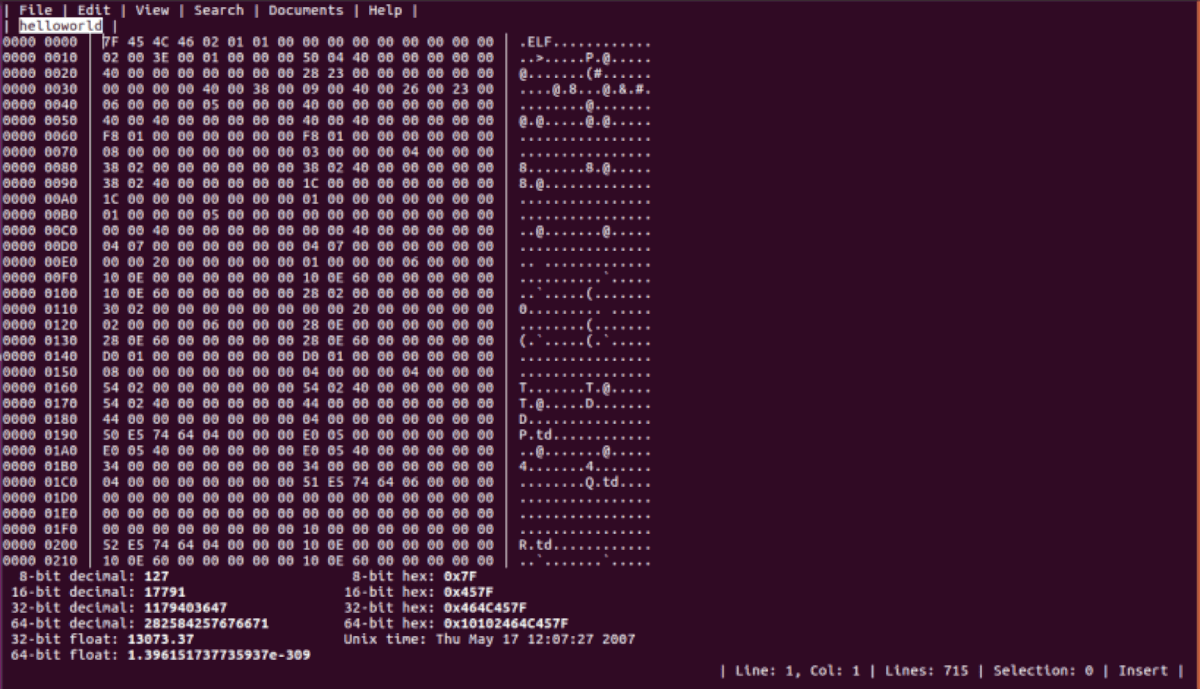 hex editor unter Kali Linux