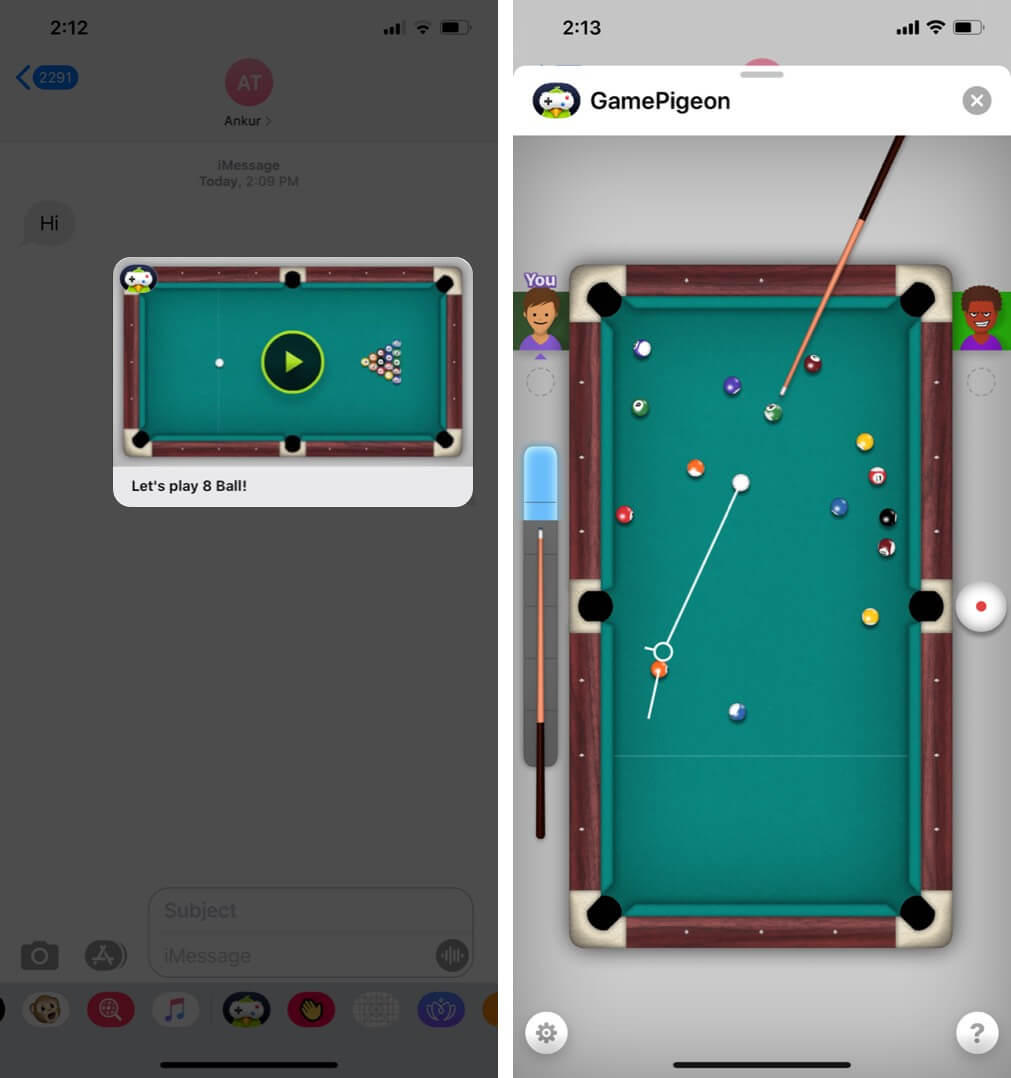 Spiel spielen in der iMessage App auf dem iPhone