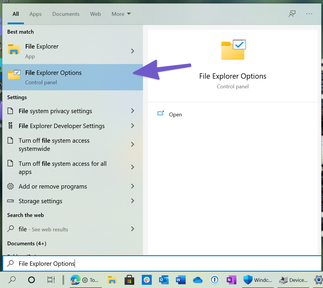 Optionen für den Datei-Explorer öffnen