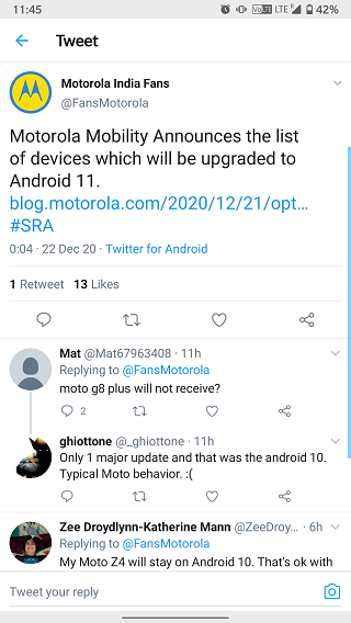 Motorola-Android-11-Update-berechtigte-Geräte-Twitter