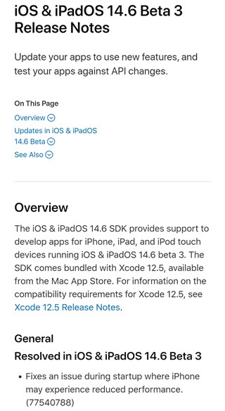 ios-14.6-beta-3-update-release-notes-reduziert-iphone-Performance-Stable-Fix