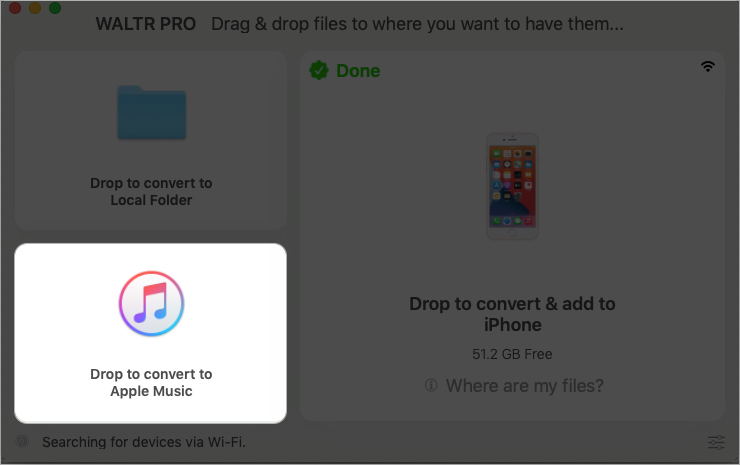 Drop zum Konvertieren in Apple Music in WALTR PRO