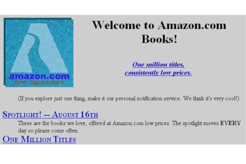 Die Amazon-Website im Jahr 1995-Wie Amazon entstand: ein Prime Day-Geschichts-Special