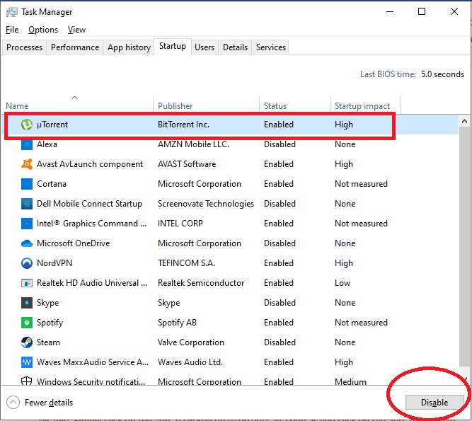 Windows 10 Fast Boot