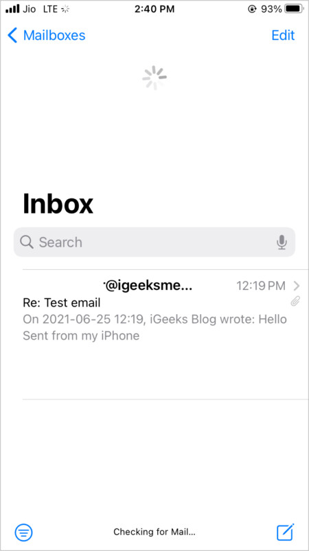 Mail-App-Bildschirm zum Aktualisieren herunterziehen
