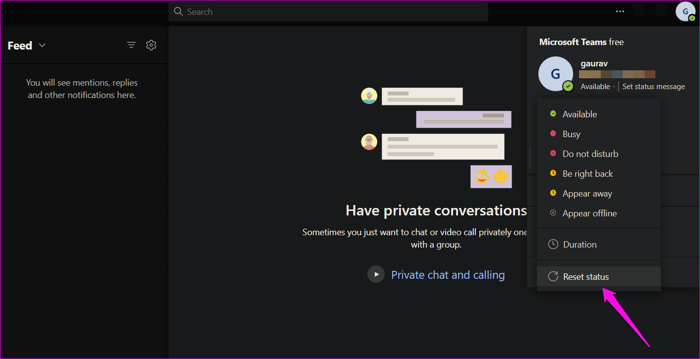 Fix Microsoft Teams, die den Status unter Windows 10 9 nicht anzeigen