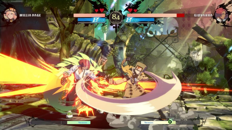 beste Kampfspiele schuldige Ausrüstung anstreben Millia benutzt ihr Haar als Sense um triff Giovanna in Guilty Gear Strive-einem der besten Kampfspiele auf dem PC