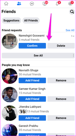 Facebook app kürzlich hinzugefügte freunde anzeigen