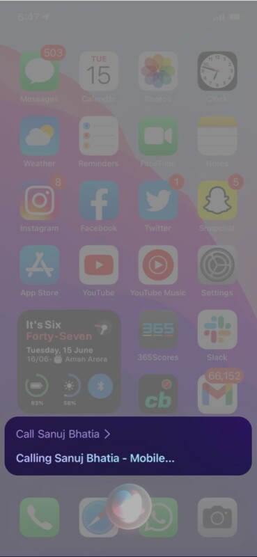 Apps starten, Musik steuern, jemanden mit Offline-Siri anrufen