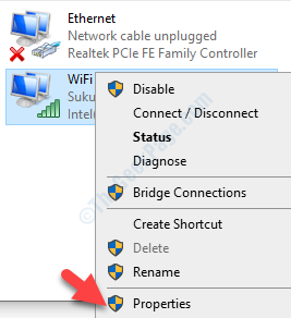 Network Connections Active Wifi Connection Right Click Properties