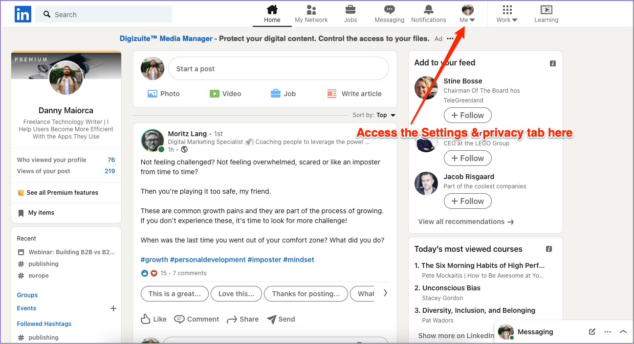Linkedin Kontoeinstellungen schließen