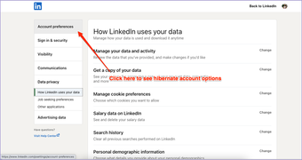 Linkedin-Kontoeinstellungen laden=. Ruhezustand