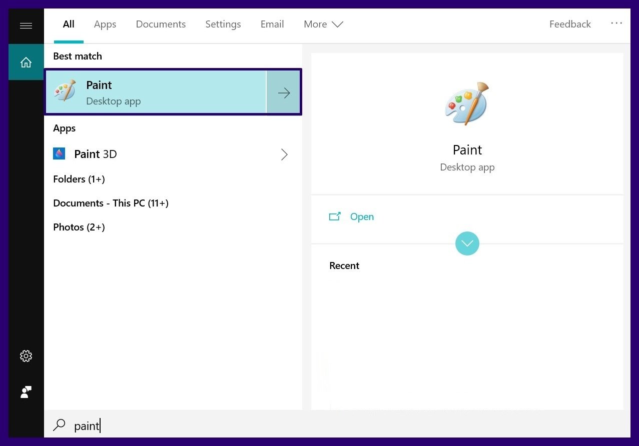 Add borders using microsoft paint step 1