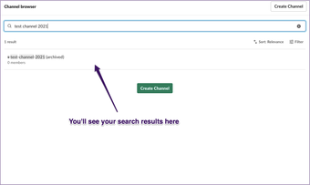 Suchfunktion des Slack-Kanalbrowsers
