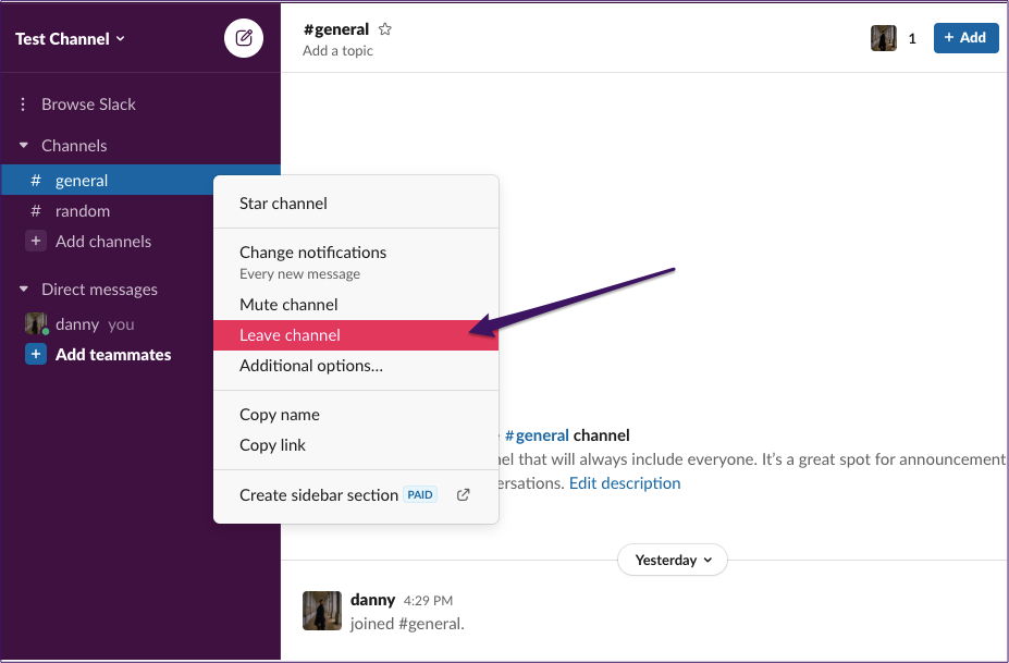 Slack Kanal verlassen