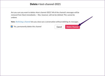 Delete slack-testchannel