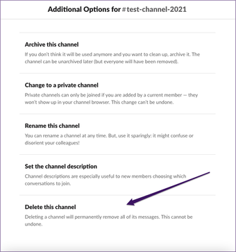 Slack delete menu-tab