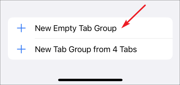 Klicken Sie auf eine neue leere Registerkartengruppe, um eine neue Gruppe in Safari zu erstellen