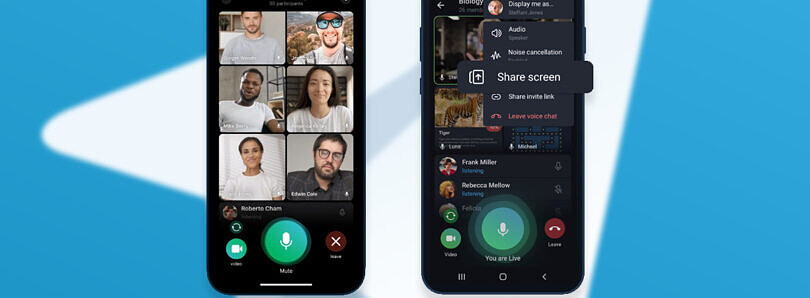 Telegram-Update: Sie können jetzt einen Gruppen-Videoanruf, teilen Sie Ihren Bildschirm und verwenden Sie animierte Chat-Hintergründe