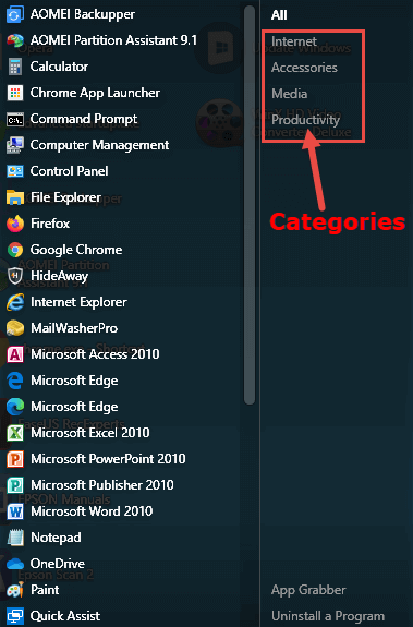 Cairo Programs Menu