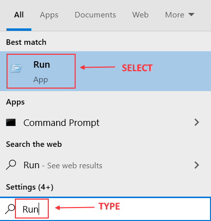 Type And Select Run