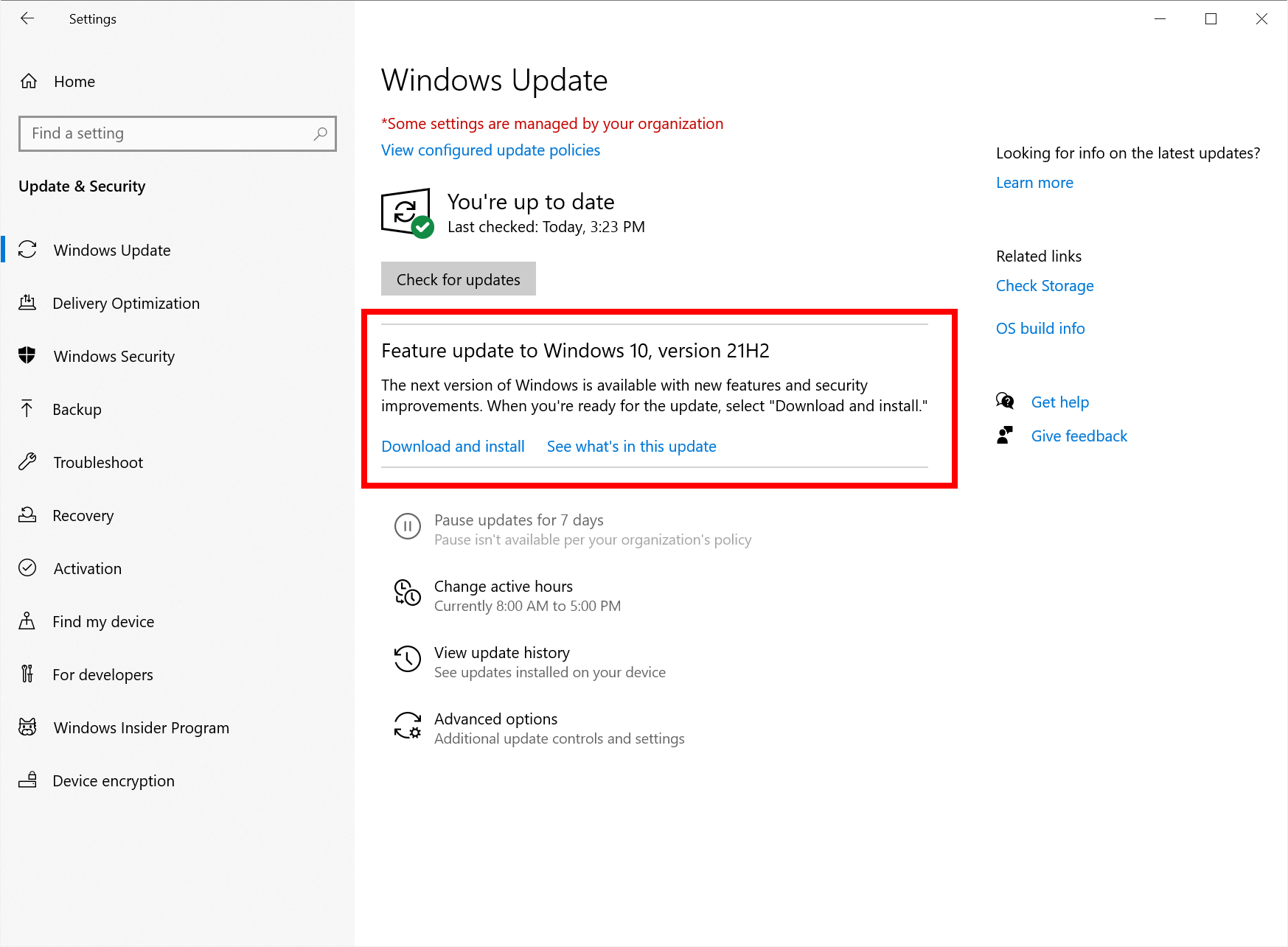 windows 10 21h2 download update