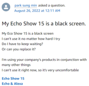 Amazon Echo Show 15 bleibt auf schwarzem Bildschirm hängen oder ...