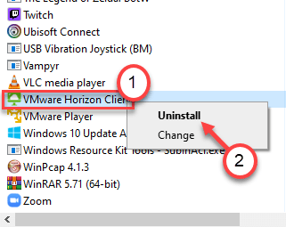 Desinstalación de VMware Min